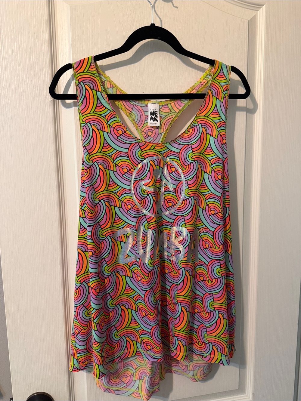 Zumba Fitness Neon Pink Green Orange Blue Purple Swirl Tank